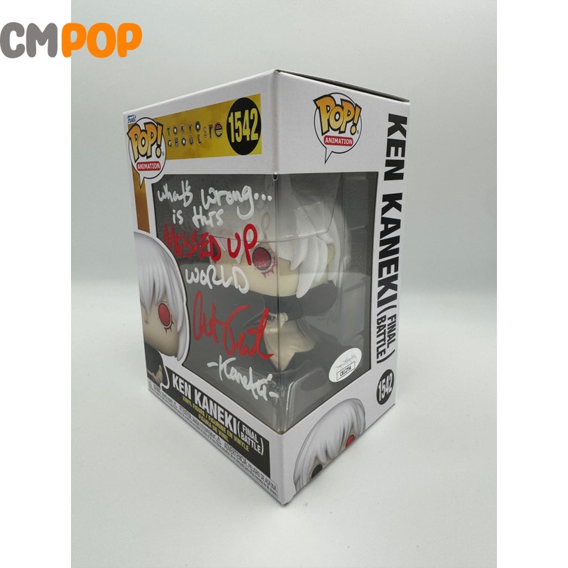 Ken Kaneki (Final Battle - #1542 - Funko Pop! - Animation  - Tokyo Ghoul  - Signed by Austin Tindle  (white black red) - Certified Pop!