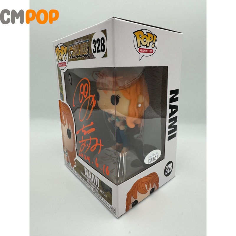 Nami - #328 - Funko Pop! - One Piece - Signed By Akemi Okamura JVA Japanese Voice Actor - Certified by JSA