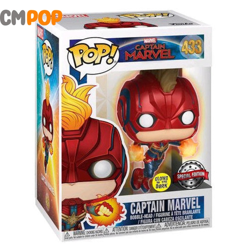 Captain Marvel - #433 - Funko Pop!  - Marvel - Captain Marvel - GITD - Special Edition Exclusive