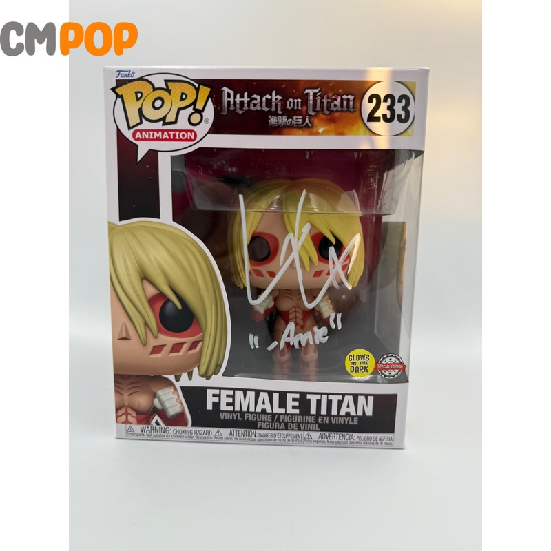 Female Titan - #233 - Funko Pop! - Animation - Attack on Titan -  GITD - Special Edition - Signed by Lauren Landa - Certified Pop!