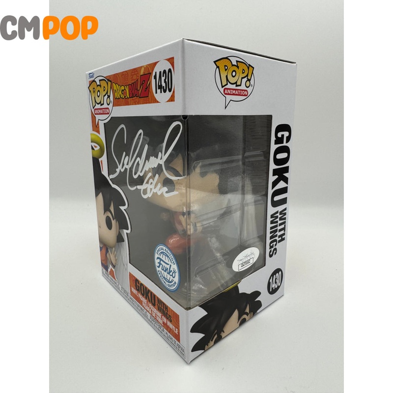 Goku With Wings - #1430 - Funko Pop! - Animation -Dragon Ball Z - Funko Exclusive - Signed By Sean Schemmel (white)- Certified Pop!