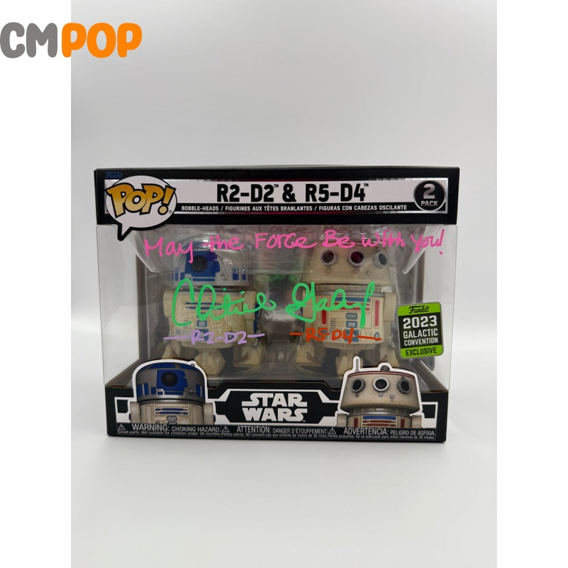 R2-D2 & R5-D4- 2 Pack - Funko Pop! - Star Wars - Funko 2023 Galactic Convention Exclusive  - Signed by Christine Galey- Certified Pop!