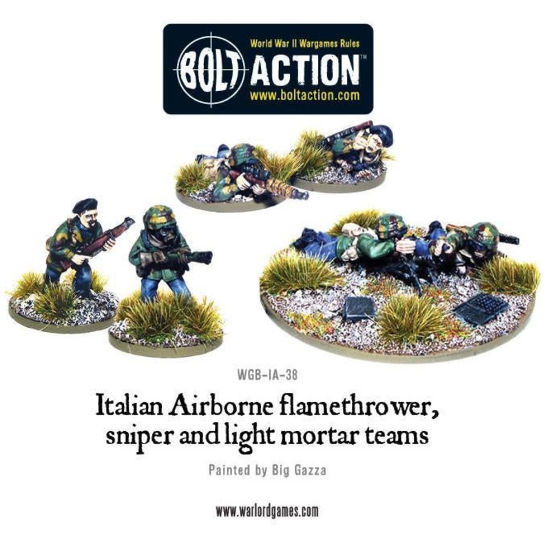 Warlord - Bolt Action  Italian Airborne flamethrower, sniper and light mortar teams