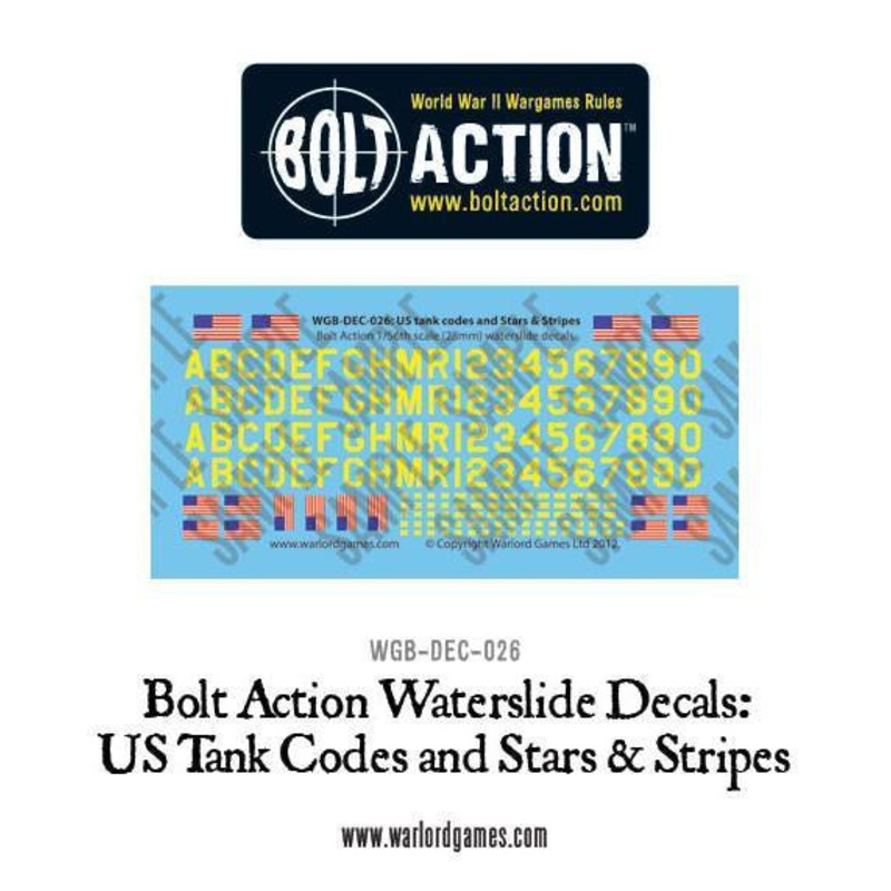 Warlord - Bolt Action Decals - US Tank Codes and Stars & Stripes