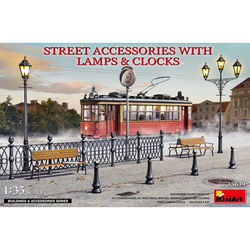 Miniart - 1/35 Street Accessories with Lamps & Clocks