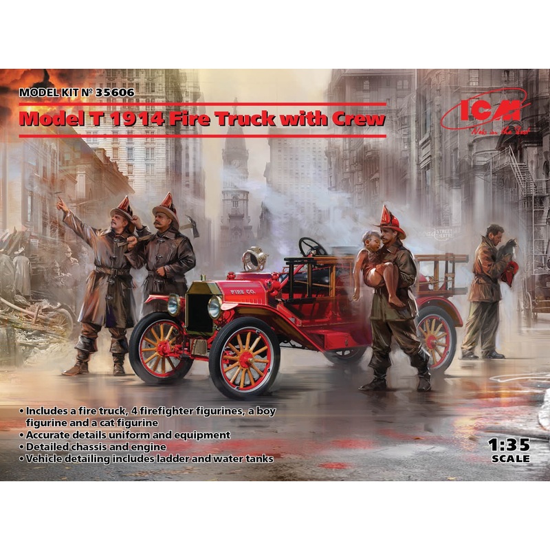 ICM - 1/35 Ford T 1914 Fire Truck with Crew