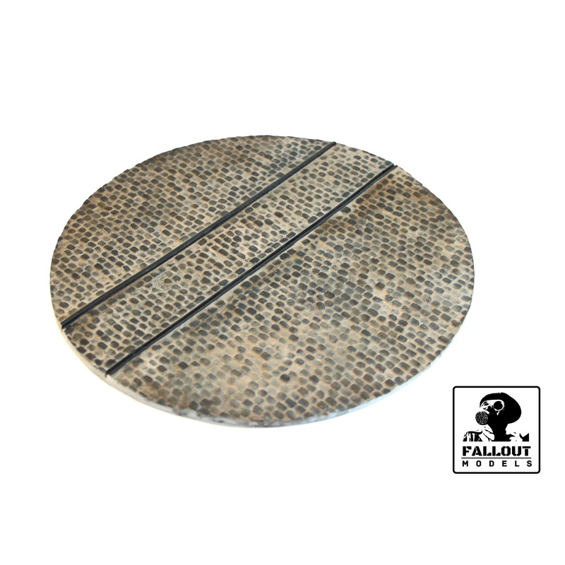 Fallout Models - 1/35 Round Cobblestone Base w/ Tram Track