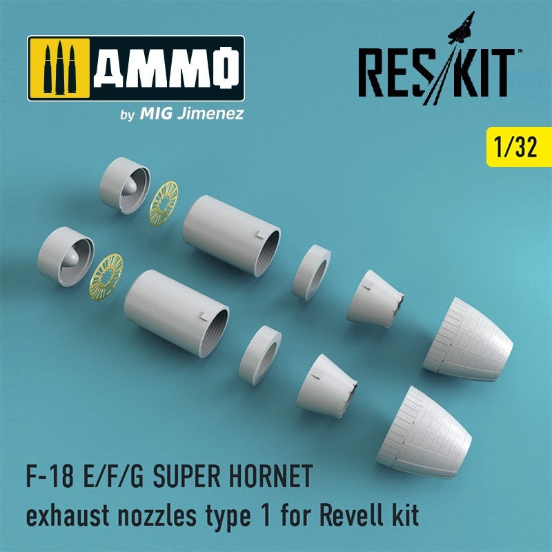 Reskit - 1/32 F-18 SUPER HORNET Type 1 Exhaust Nozzles for Revell (RSU32-0002)