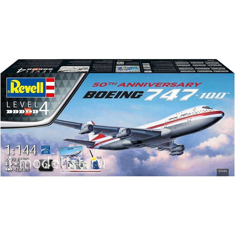 Revell - 1/144 Boeing 747-100 50th Anniversary (Model Set Incl. Paint)