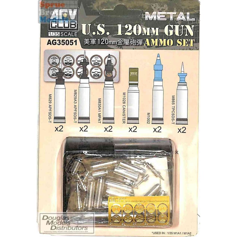 AFV Club - 1/35 USS 120mm Gun Ammo Set For M1A1 - M1A2 Tank (Metal)