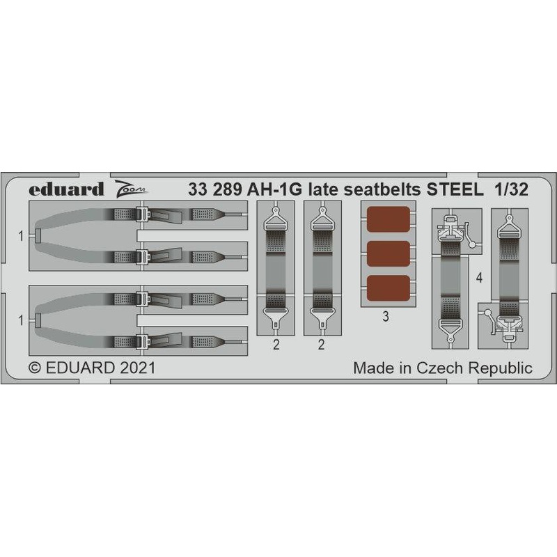 Eduard - 1/32 AH-1G late Seatbelts STEEL (Color photo-etched) (for ICM) 33289