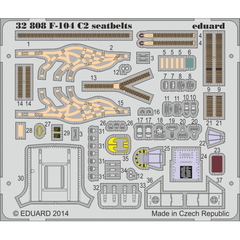 Eduard - 1/32 F-104 C2  Seatbelts (Color photo-etched) (for Italeri) 32808