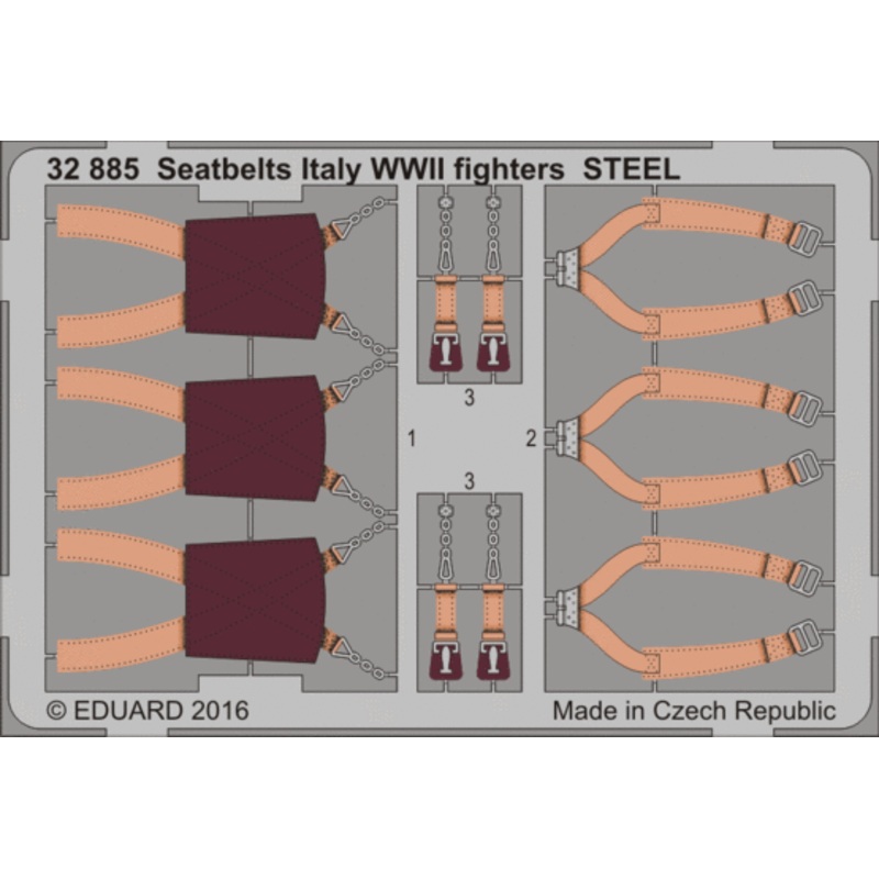 Eduard - 1/32 Seatbelts Italy WWII fighters STEEL (Color photo-etched) 32885