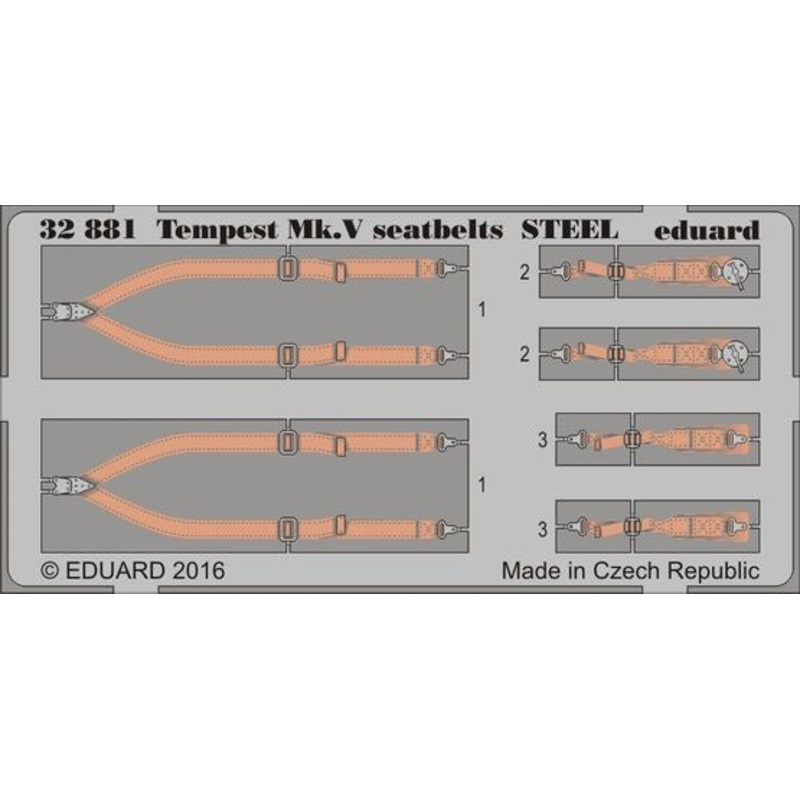 Eduard - 1/32 Tempest Mk.V Seatbelts STEEL (Color photo-etched) (for Special Hobby) 32881