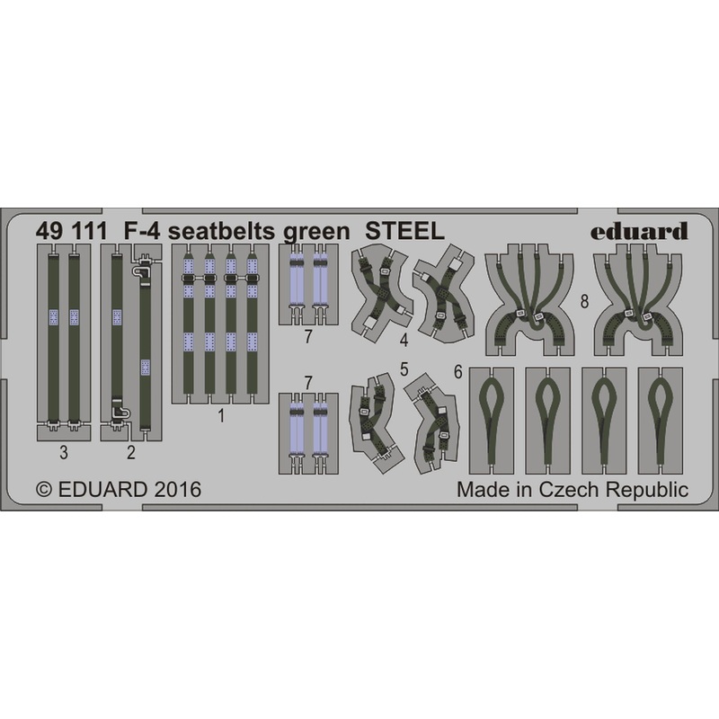 Eduard - 1/48 F-4  Seatbelts Green STEEL (Color photo-etched) 49111