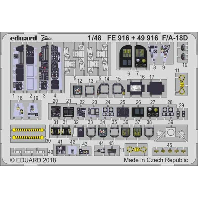Eduard - 1/48 F/A-18D (Color Photo-etched) (for Kinetic) FE916