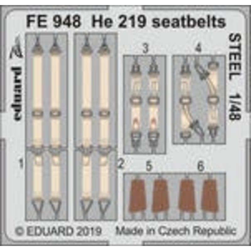 Eduard - 1/48 He 219 Seatbelts STEEL (Color Photo-etched)(for Tamiya) FE948