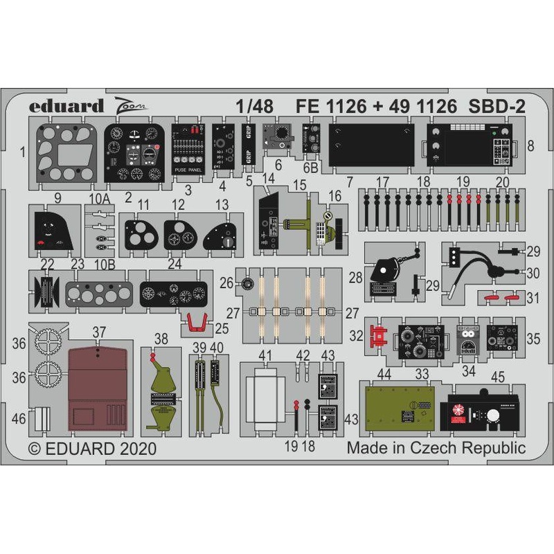 Eduard - 1/48 SBD-2 (Color photo-etched) (for Academy) FE1126