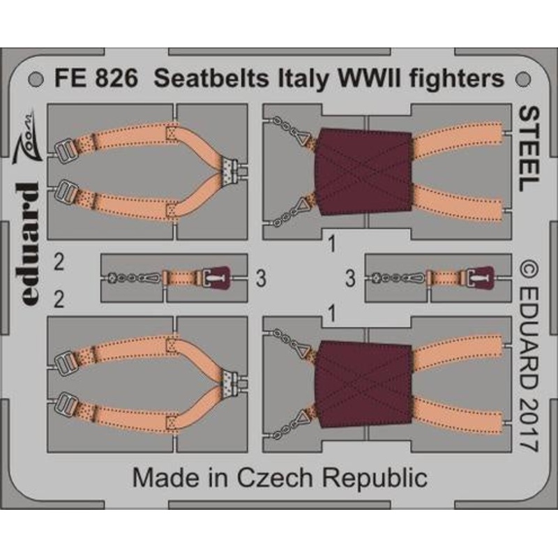 Eduard - 1/48 Seatbelts Italy WWII fighters STEEL (Color Photo-etched) FE826