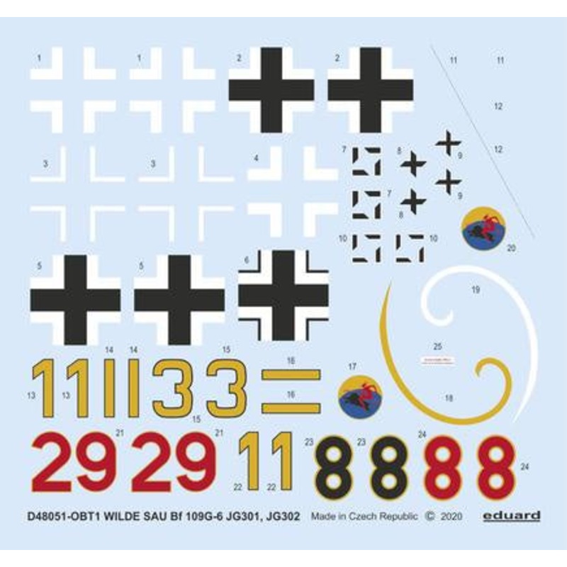 Eduard - 1/48 WILDE SAU Bf 109G-6 JG 301/302 Decal Sheet (for Eduard) D48051