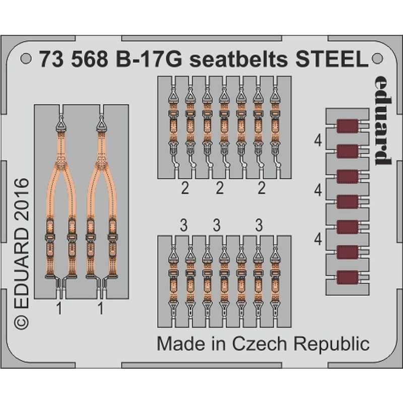Eduard - 1/72 B-17G Seatbelts STEEL (Color photo-etched) (for Airfix) 73568