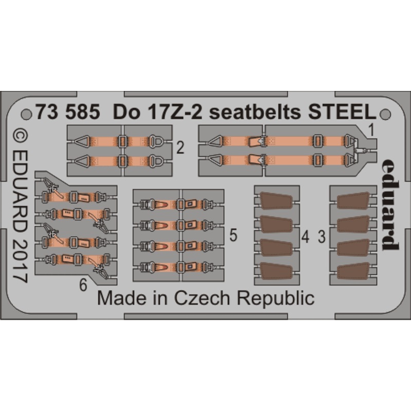 Eduard - 1/72 Do 17Z-2  Seatbelts STEEL (Color photo-etched) (for ICM) 73585
