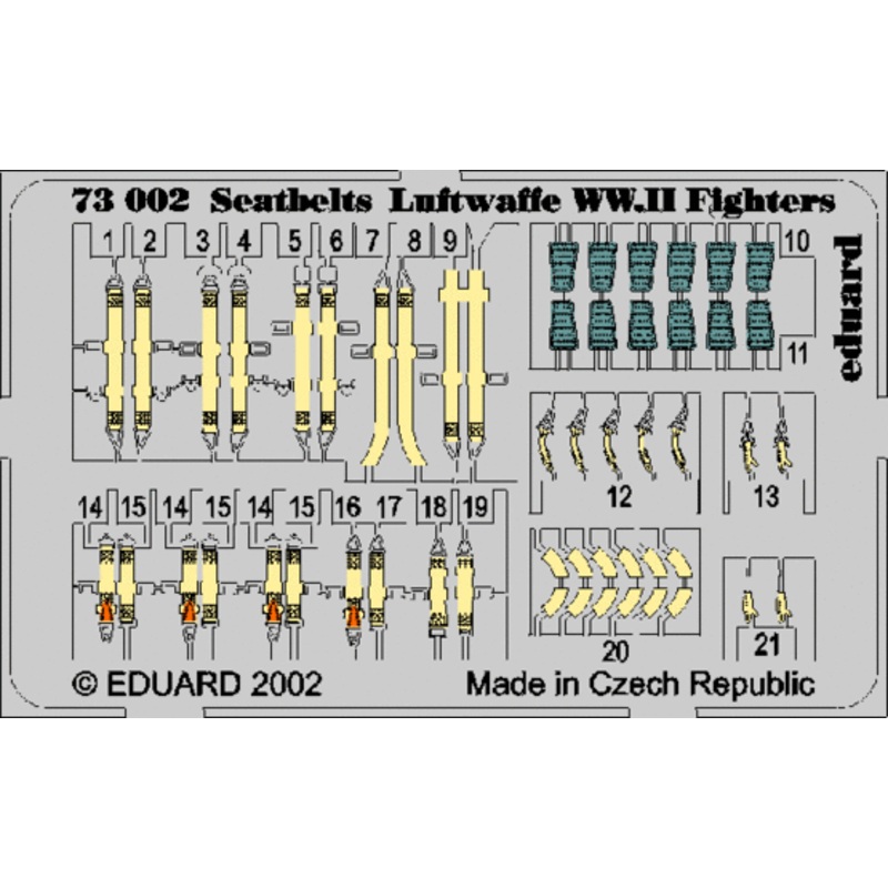 Eduard - 1/72 Seatbelts Luftwaffe WWII Fighters (Color photo-etched) 73002