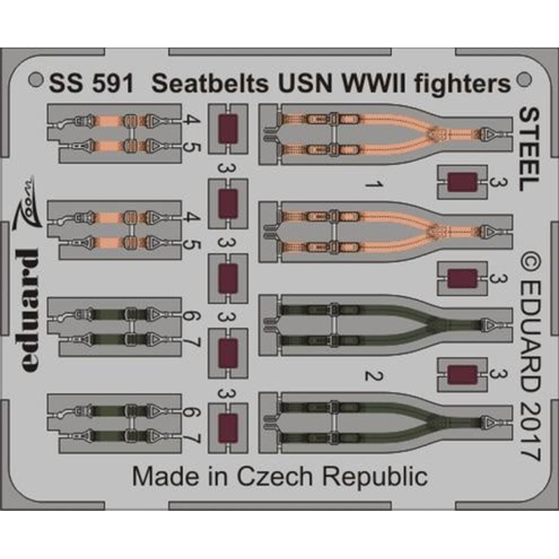 Eduard - 1/72 Seatbelts USN WWII fighters STEEL (Color Photo-etched) SS591