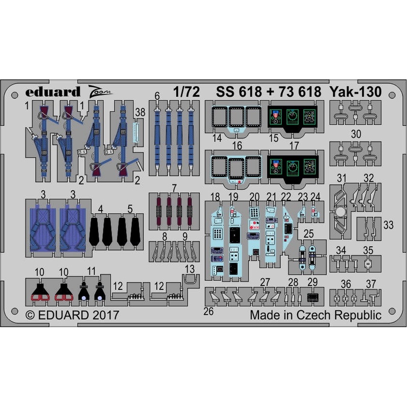 Eduard - 1/72 Yak-130 (Color photo-etched) (for Zvezda) SS618