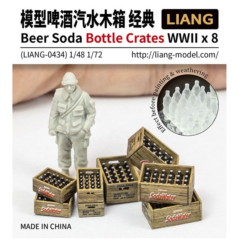 LIANG - 3D Print 1/48-1/72 Beer Soda Bottle Crates WWII x 8