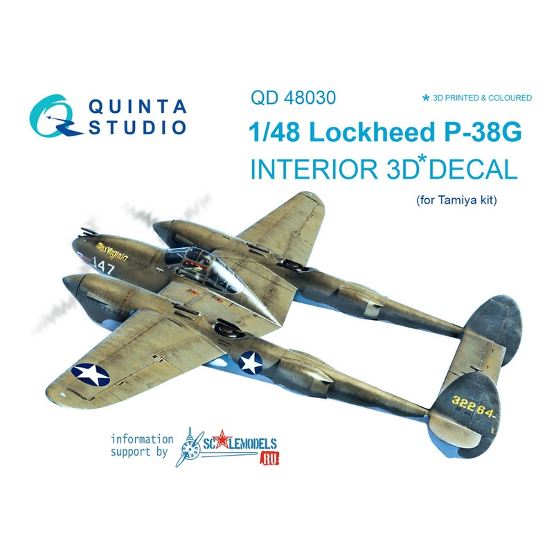 Quinta Studio QD48030 - 1/48 P-38G  3D-Coloured Interior (for Tamiya)