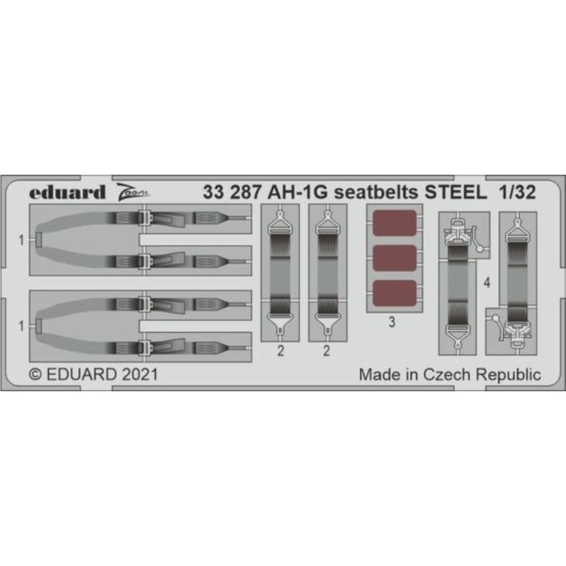 Eduard - 1/32 AH-1G Seatbelts STEEL (Color photo-etched) (for ICM) 33287