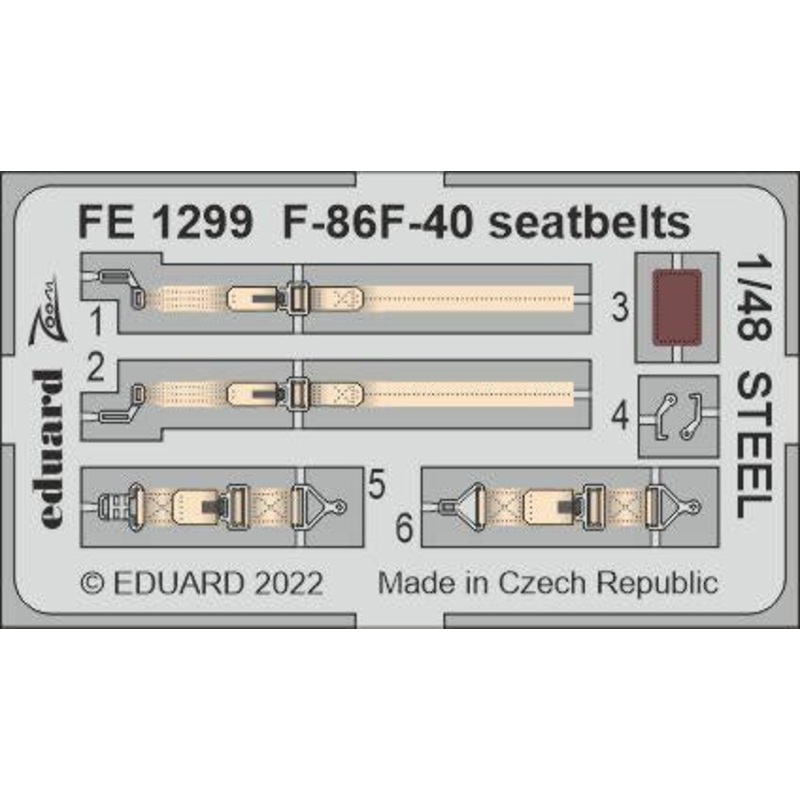 Eduard - 1/48 F-86F-40 Seatbelts STEEL (Color photo-etched)(for Airfix) FE1299