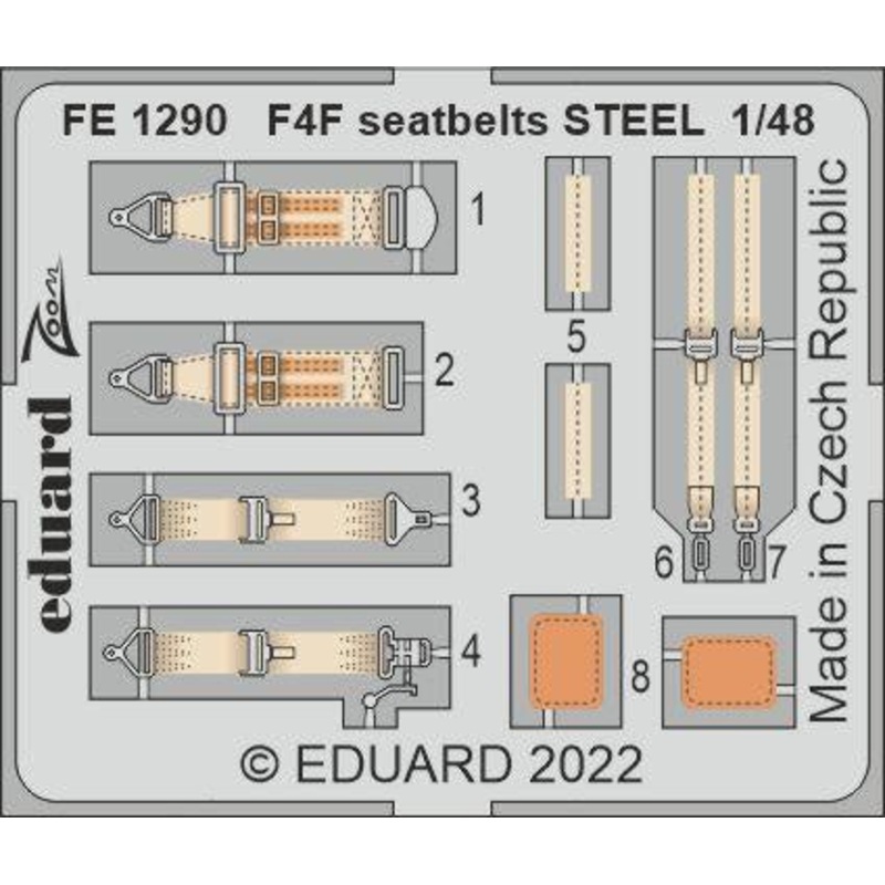 Eduard - 1/48 F4F Seatbelts STEEL (Color photo-etched)(for Eduard) FE1290