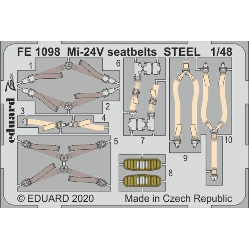Eduard - 1/48 Mi-24V Seatbelts STEEL (Color photo-etched)(for Zvezda) FE1098