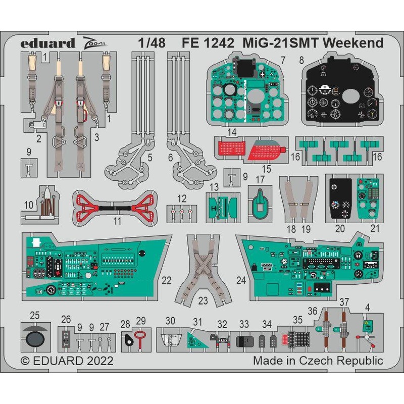 Eduard - 1/48 MiG-21SMT Weekend (Color photo-etched)(for Eduard) FE1242