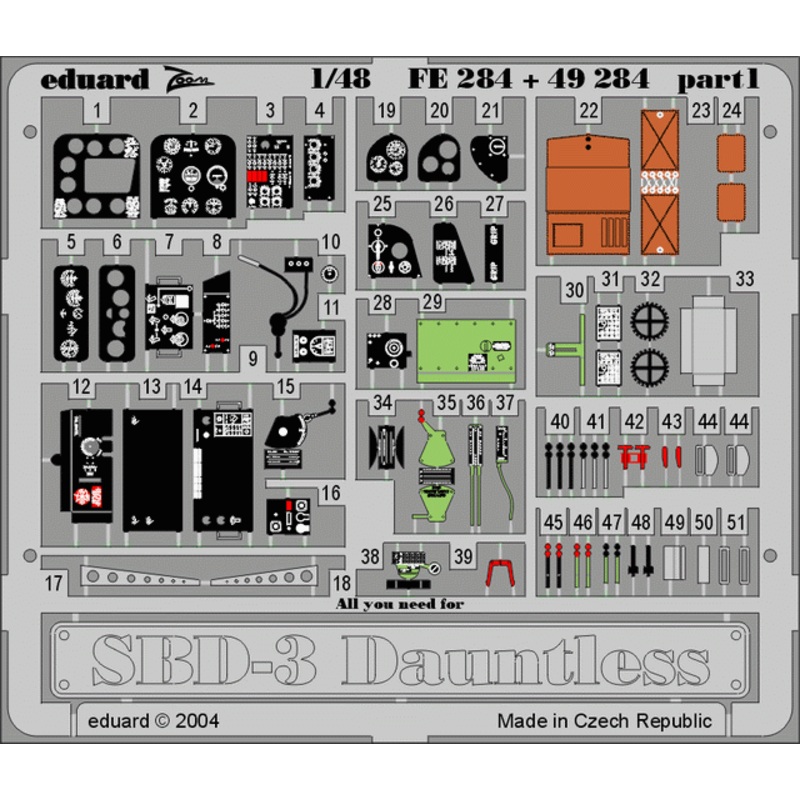 Eduard - 1/48 SBD-3 (Color photo-etched) (for Accurate Miniatures) FE284