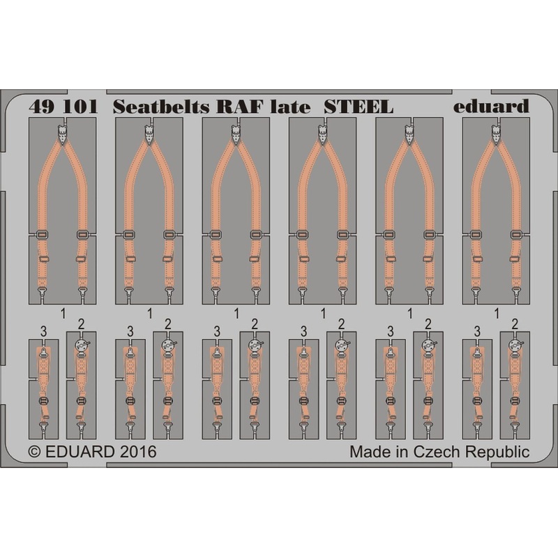 Eduard - 1/48 Seatbelts RAF late STEEL (Color photo-etched) 49101
