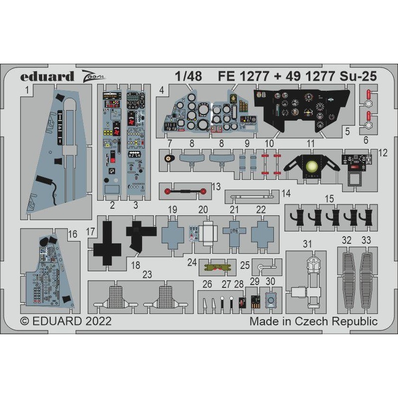 Eduard - 1/48 Su-25 (Color photo-etched)(for Zvezda) FE1277