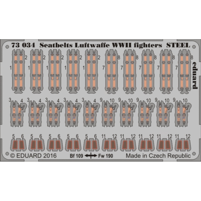 Eduard - 1/72 Seatbelts Luftwaffe WWII fighters STEEL (Color photo-etched) 73034