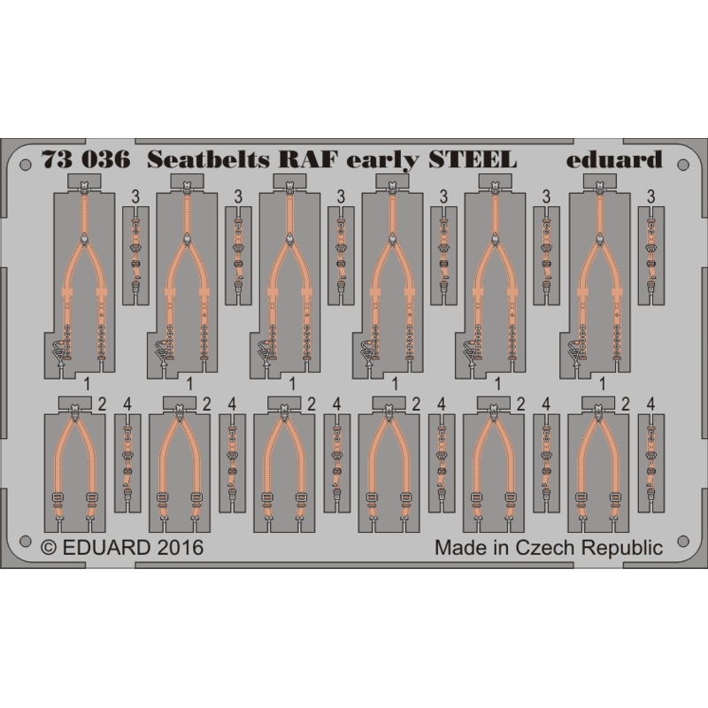 Eduard - 1/72 Seatbelts RAF Early STEEL (Color Photo-etched) 73036
