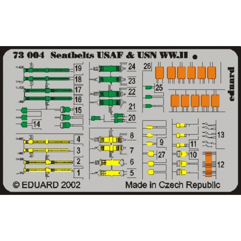Eduard - 1/72 Seatbelts USAF & USN WWII (Color photo-etched) 73004
