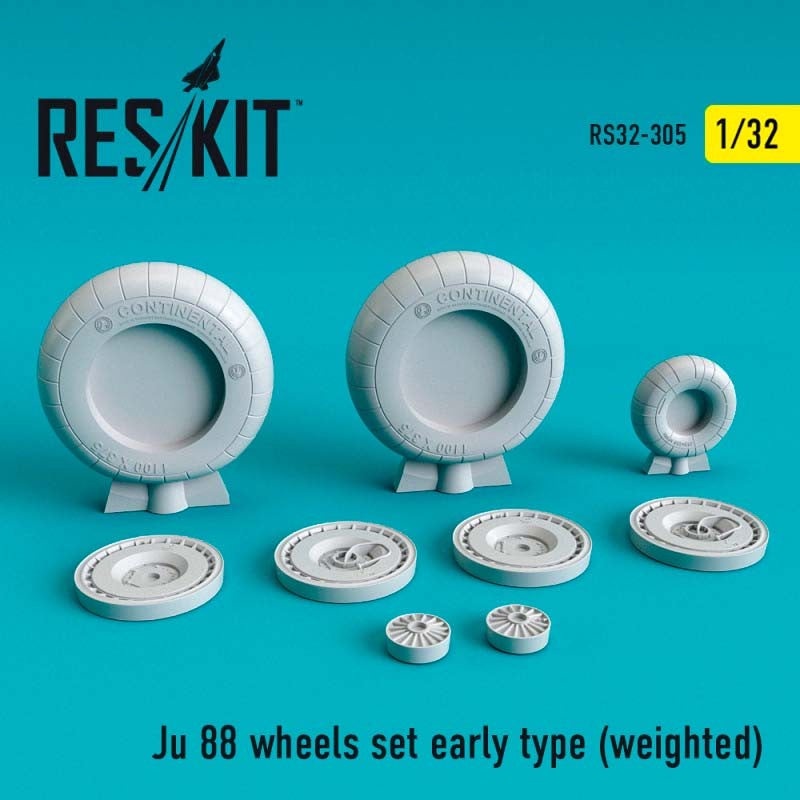 Reskit - 1/32 Ju 88 wheels set early type  (weighted) (RS32-0305)