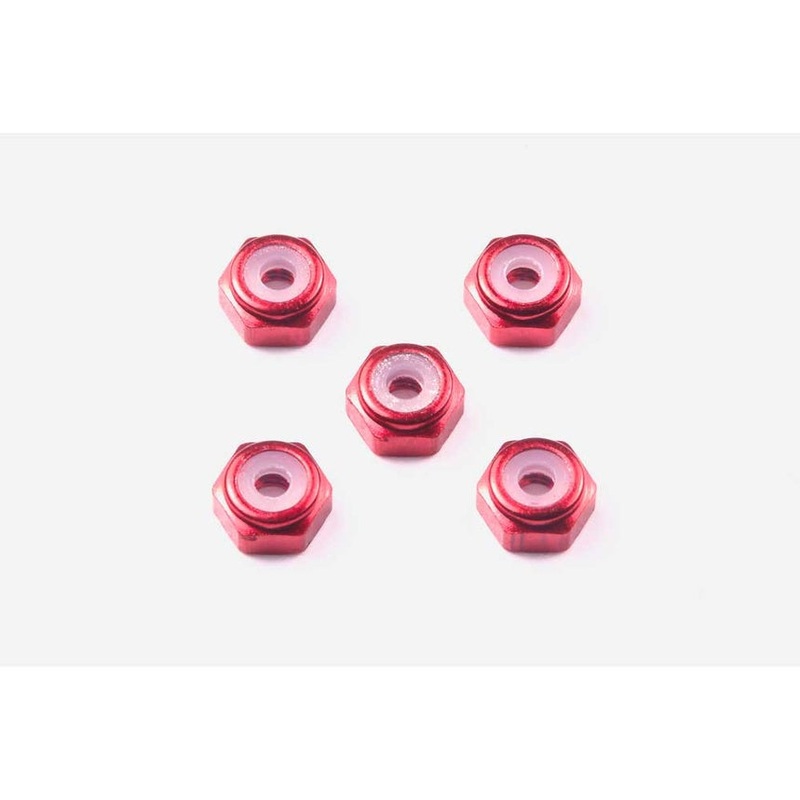 Tamiya - 2mm Alu. Lock Nut Red (5)