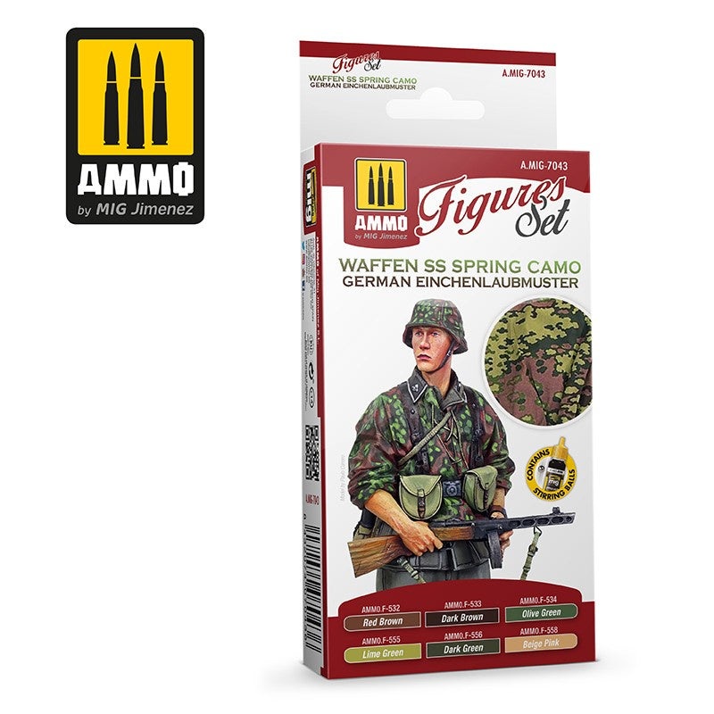 AMMO - 7043 Waffen SS Spring Camo. German Einchenlaubmuster (Paint Set)