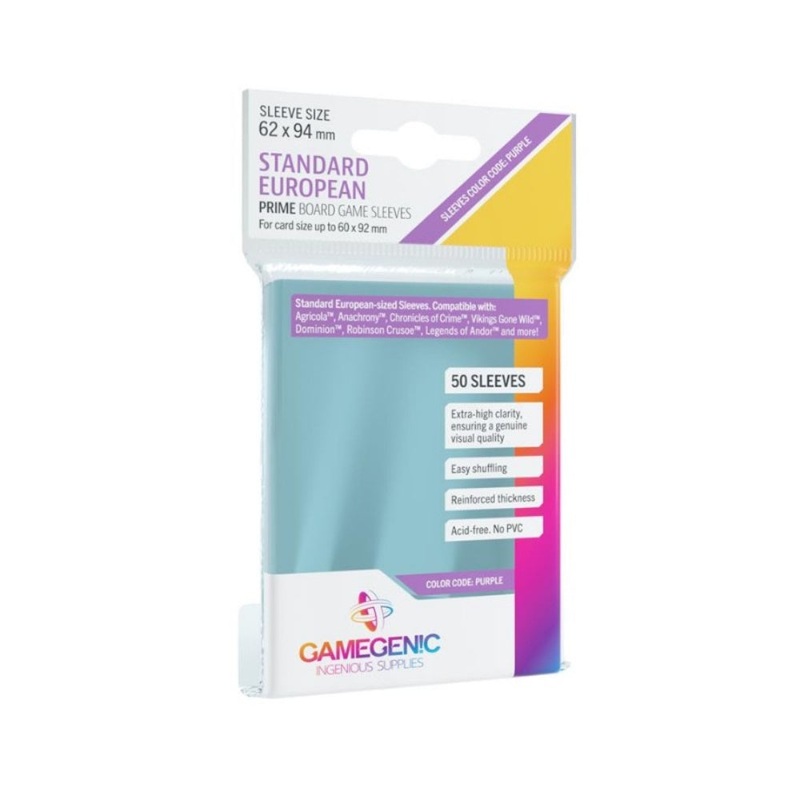 GameGenic - PRIME Sleeves: 62 x 94mm Standard European (PURPLE)