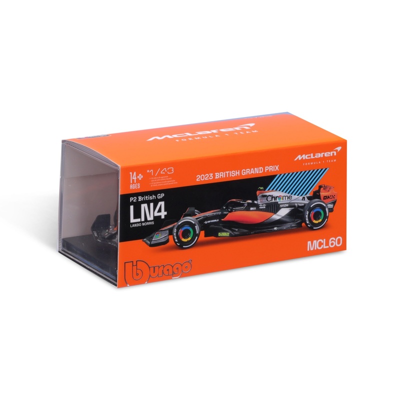 Burago - 1/43 McLaren F1 MCL60 2023 w/ Helmet & Case (#4 L. Norris)