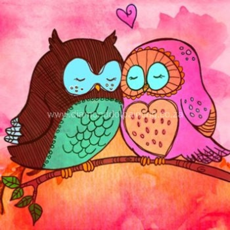Diamond-Dot - DDP0068 - Owl Family (25x25) Full (Not Framed)