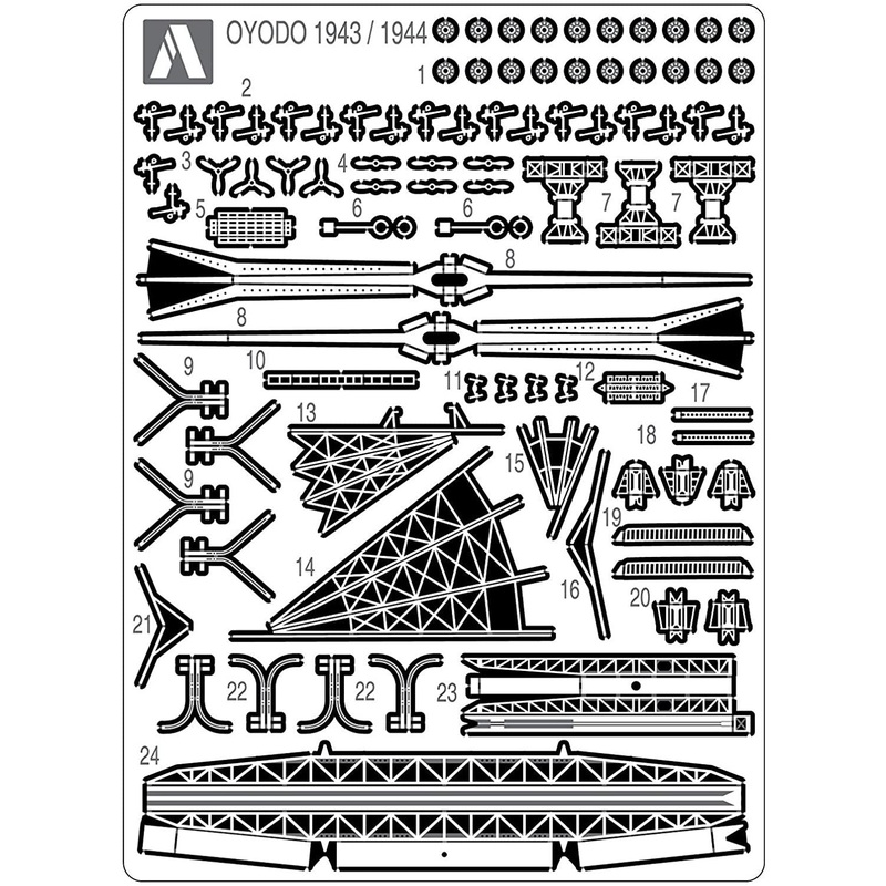 Aoshima Photo-Etched Parts Set for IJN Light Cruiser Oyodo 1943/1944