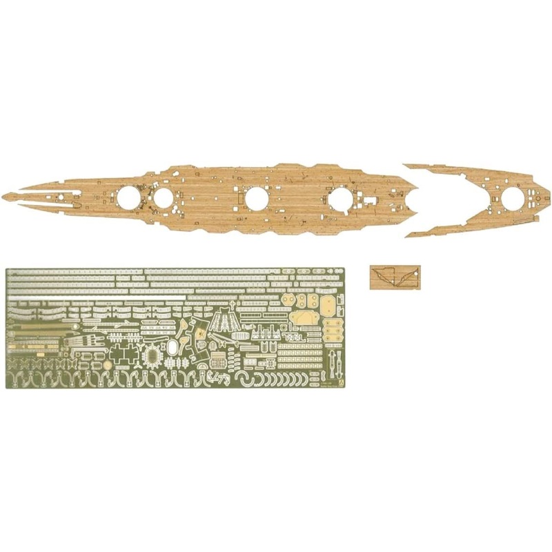 Aoshima Wood Deck Sheet & Photo-Etched Part Set for IJN Battleship Fuso